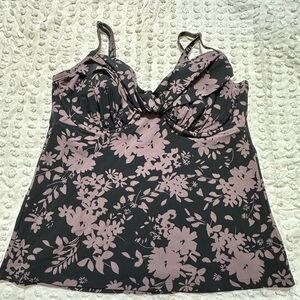 Lands' End Black and Purple Tankini Top